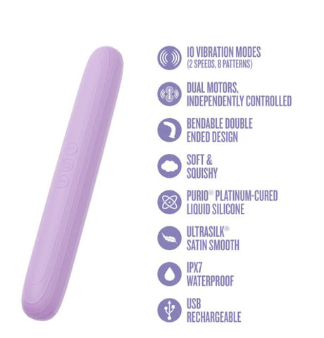 Blush Play With Me Double-Ended Silicone Vibrator — Purple - BL-22611