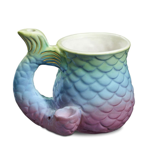 Fashioncraft Mermaid Tail Ceramic Mug with Built-In Pipe, 5.5 in - FC-82548