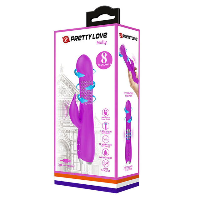 Pretty Love Molly Rotating Rabbit Vibrator — Purple, 8.07 in - BI-014692