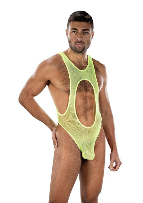 Envy Menswear Bare Sunshine Mesh Singlet — One Size, Yellow - EV-BLE330NYOS