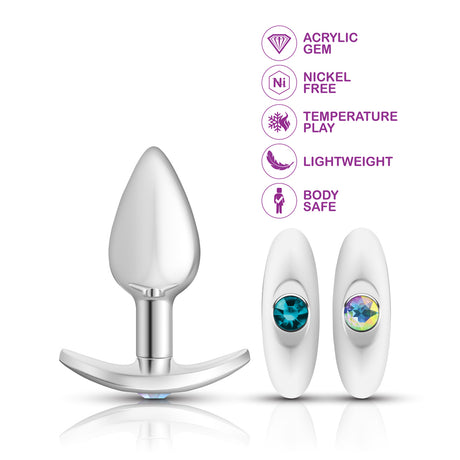Silver Anchor Buttplug Kit - Clear Iridescent/teal