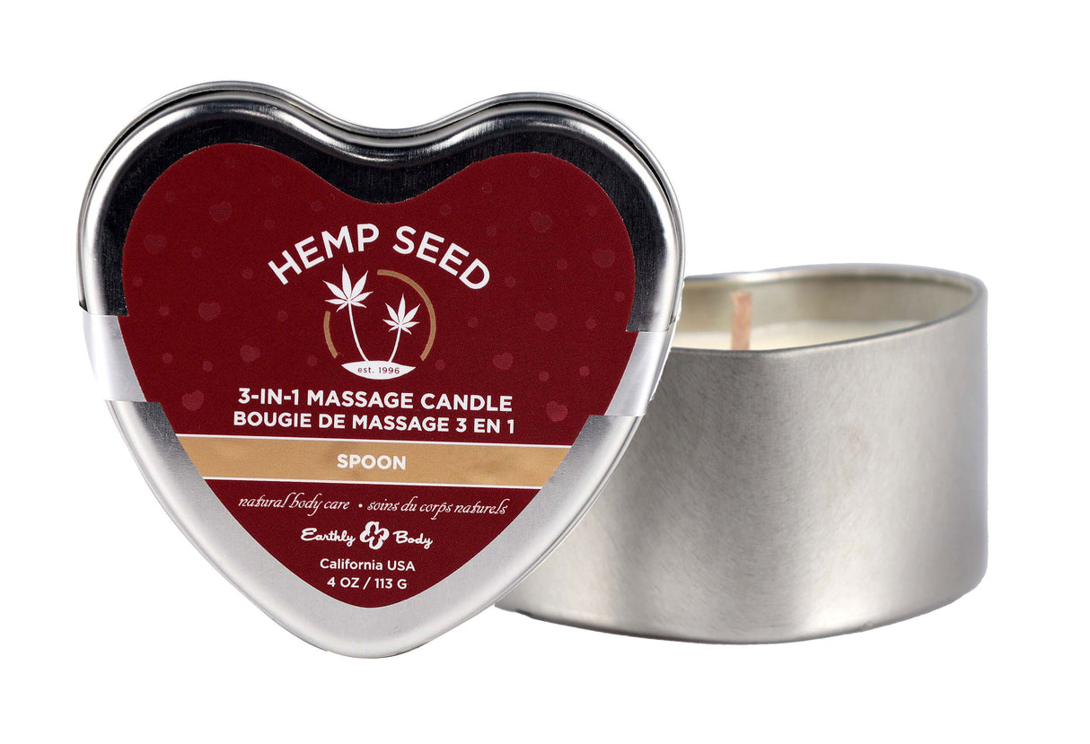 Earthly Body 3-in-1 Hemp Seed Massage Spoon Candle, 4 oz - EB-HSCV023C