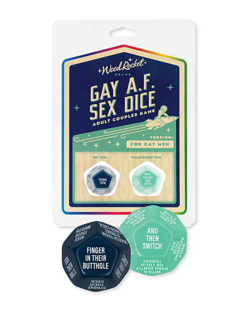 Wood Rocket Gay AF Gay Men Couples Sex Dice Game - Blue by Wood Rocket