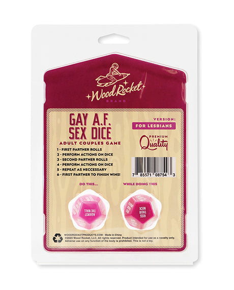 Wood Rocket Lesbian Couples Sex Dice — Fuchsia (Two 28mm Dice)
