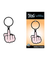 Wood Rocket Middle Finger Keychain - Pink by Wood Rocket