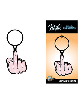 Wood Rocket Middle Finger Keychain - Pink by Wood Rocket
