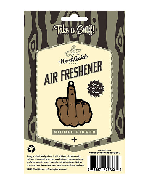 Wood Rocket Middle Finger Brown Air Freshener - Cologne by Wood Rocket