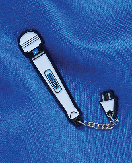 Wood Rocket Magic Wand Enamel Pin with Chain & Plug