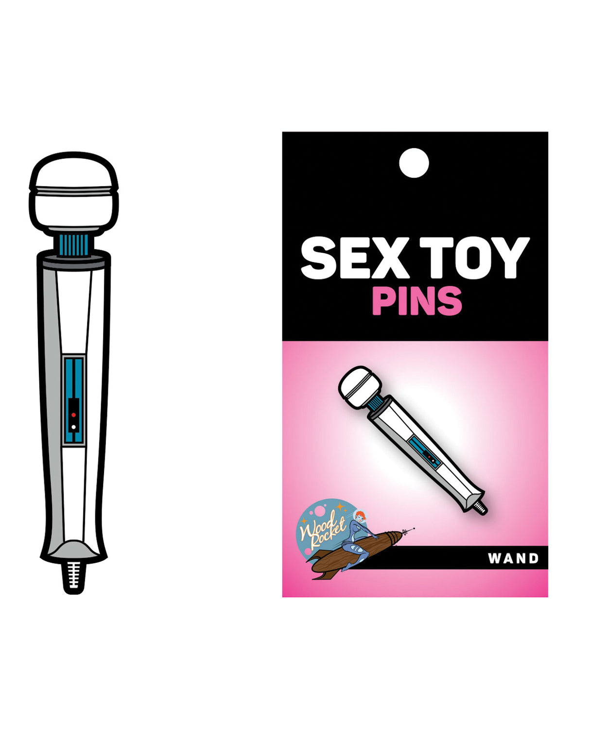 Wood Rocket Sex Toy Wand Pin - White by Wood Rocket