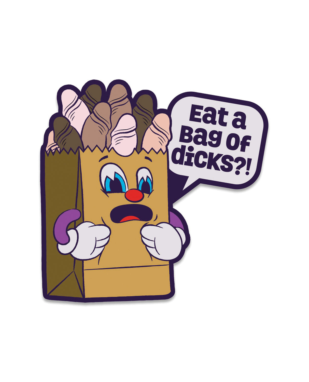 Wood Rocket Fuck Buddies Eat a Bag of Dicks Pin - Multi Color by Wood Rocket