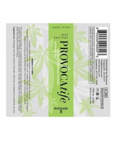 Sensuva Provocatife Hemp & Pheromone Massage Oil — 4.2 fl oz - SEN-VL602