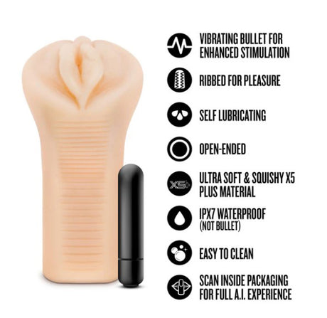 Blush Enlust Emma Male Masturbator with Bullet Vibrator, Beige - BL-72523