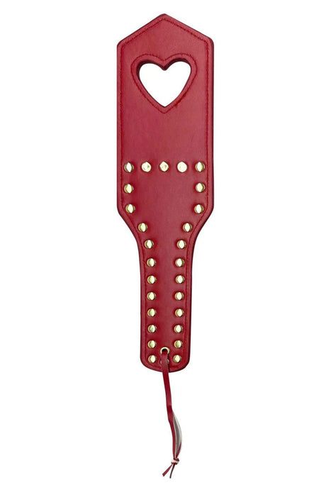 Mapale Faux Leather Spanker with Studs & Heart - Red - GE-998RED
