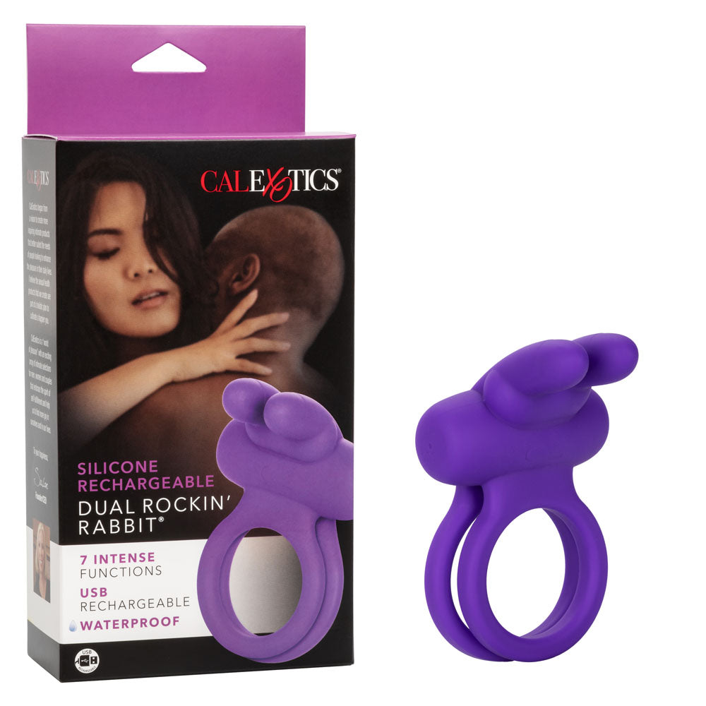 CalExotics Silicone Rechargeable Dual Rockin' Rabbit Ring - SE1843203