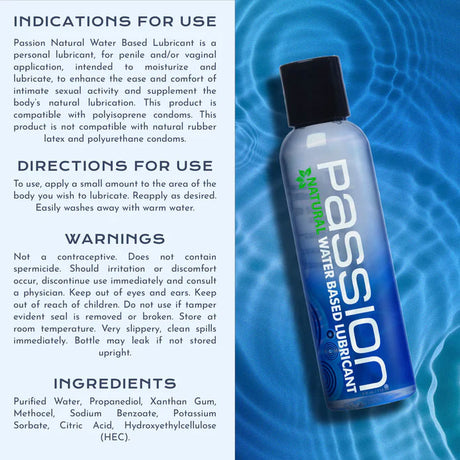XR Brands Passion Natural Water-Based Lubricant, 4 oz - PL-100-4OZ