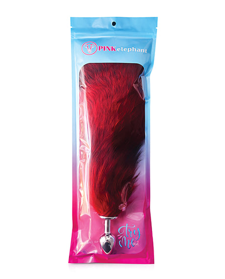 Pinkelephant Stainless Steel Fox Tail Butt Plug — Red (3.22" plug, 19" tail)