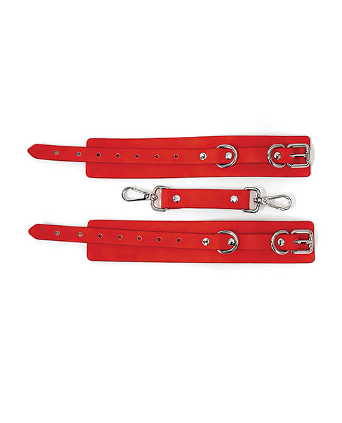 Pinkelephant Heat Tease Bondage Cuffs — Heat-Reactive PU, 8.5 in Fit (Red/Yellow)