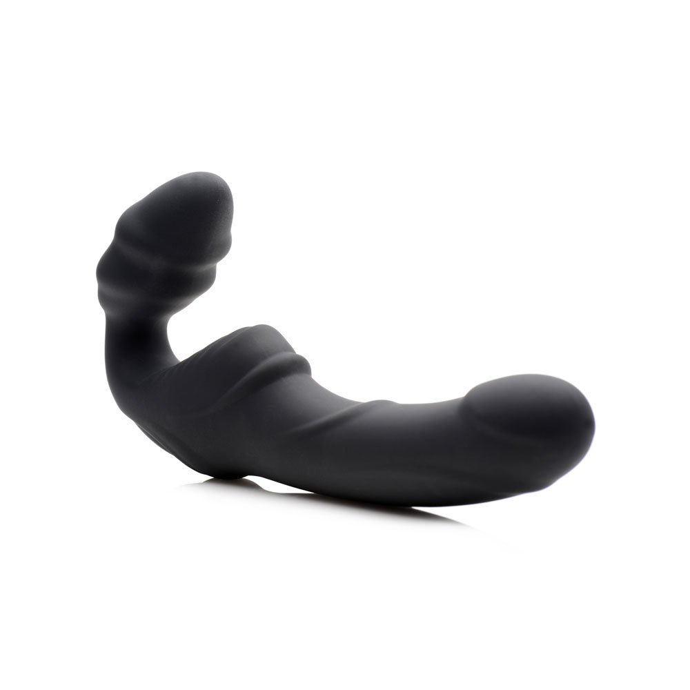 Slim Rider Ribbed Vibrating Silicone Strapless Strap-On by XR Brands