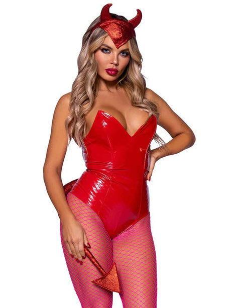 Leg Avenue Devil Horns Headband & Tail Set — Red, 2-Piece - LA-A2913