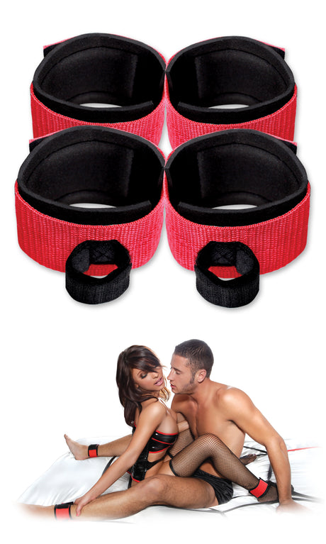 Pipedream Fantasy Web Bed Restraint with 4 Adjustable Cuffs - PD3878-00
