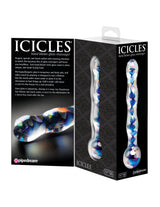 Pipedream Icicles No. 8 Glass Massager — 7" Clear/Blue - PD2908-00