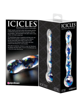 Pipedream Icicles No. 8 Glass Massager — 7" Clear/Blue - PD2908-00
