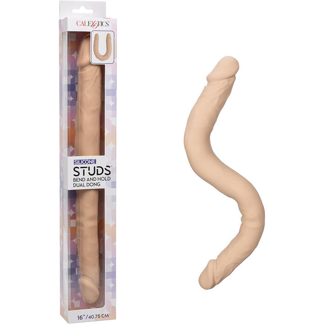 CalExotics Silicone Studs Bend and Hold Dual Dong — 16 Inch Ivory - SE0256103