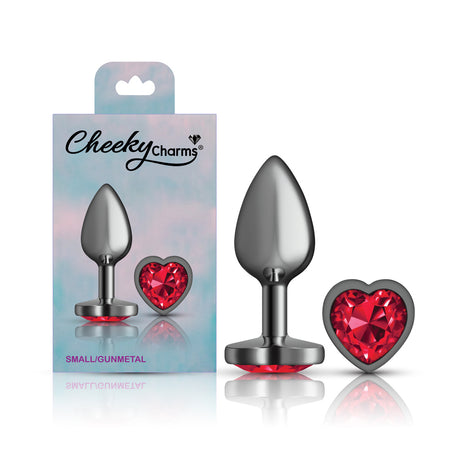 Deep Red Heart Gem Gunmetal Metal Plug - Sm