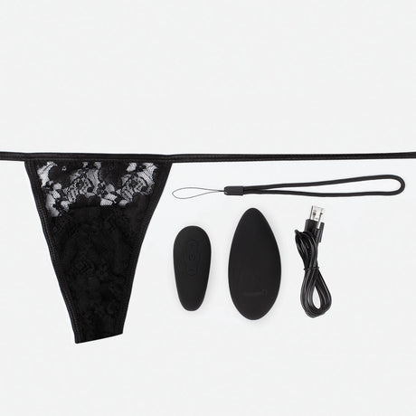 Screaming O Premium Remote Panty Set — Lace Side-Tie, Black - AEP-BLE