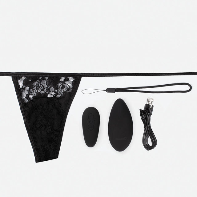 Screaming O Premium Remote Panty Set — Lace Side-Tie, Black - AEP-BLE
