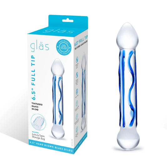 Electric Novelties 6.5 Inch Full Tip Textured Glass Dildo - GLAS-145