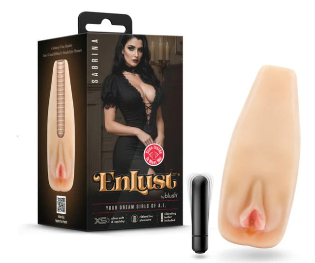 Blush Enlust Sabrina Male Masturbator with Vibrating Bullet — Beige, 7 in - BL-72723