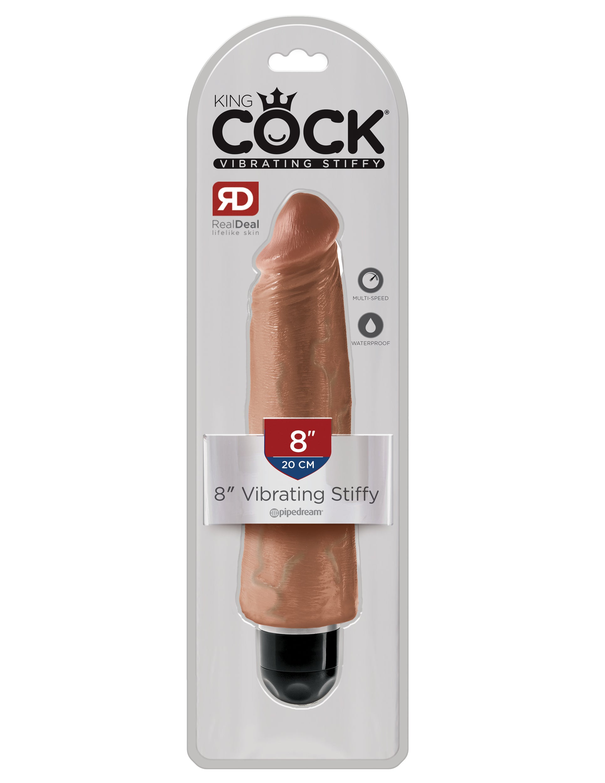 King Cock 8 Inch Vibrating Stiffy - Tan by Pipedream