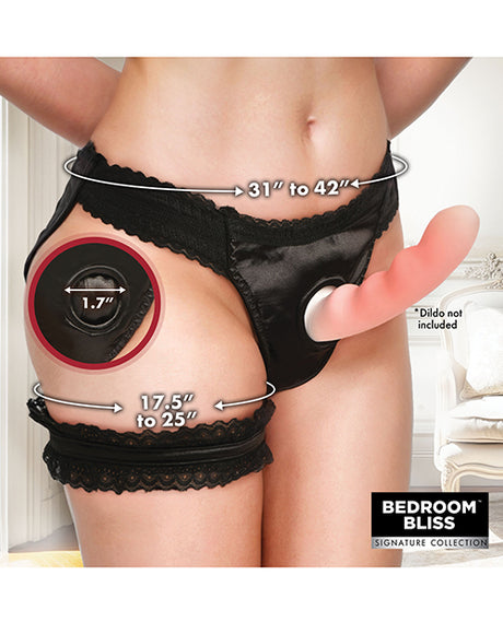 Bedroom Bliss Jolie Strap-On Panty Harness & Garter — Medium