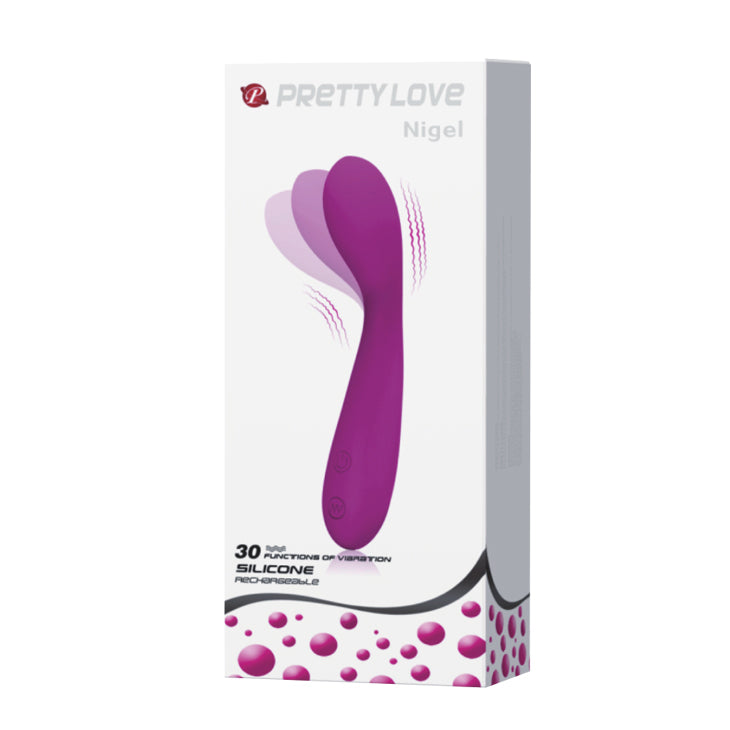 Pretty Love Nigel Rechargeable Vibrator — 30 Functions, Purple, 6.82 in - BI-014422