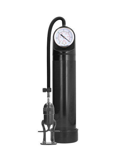 Shots Deluxe Pump with Advanced PSI Gauge — Black, 20cm Cylinder - PMP-PMP007BLK