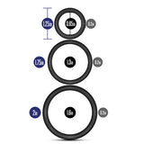 Blush Performance Pure Silicone Cock Ring Set — 3 Sizes, Black - BL-370815