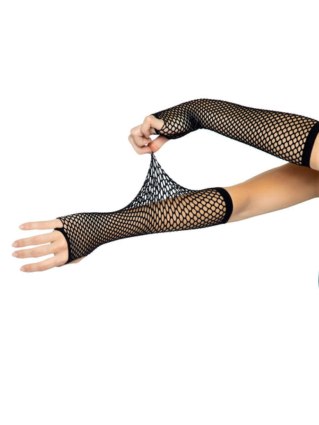 Leg Avenue Triangle Net Fingerless Gloves — Black, One Size - LA-2024BLK