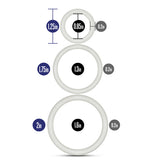 Blush Performance Pure Silicone Cock Ring Set, 3 Sizes, White Glow - BL-370819