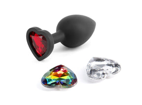 nsnovelties Glams Xchange Heart — Small Black Silicone Gem Accessory - NSN-0514-03