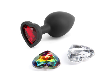 nsnovelties Glams Xchange Heart — Small Black Silicone Gem Accessory - NSN-0514-03