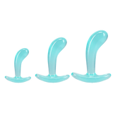 Doc Johnson Crystal Jellies Curved Anal Trainer Set — Teal (3 Sizes) - DJ0289-70-CD