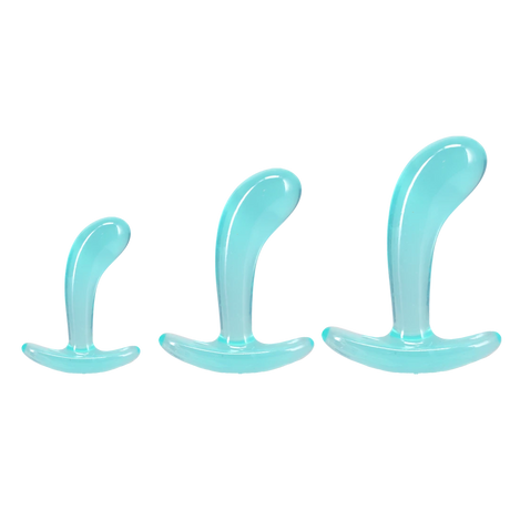 Doc Johnson Crystal Jellies Curved Anal Trainer Set — Teal (3 Sizes) - DJ0289-70-CD