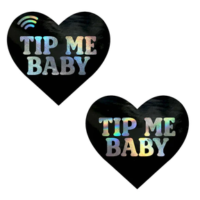 Neva Nude Tip Me Baby Holographic Heart NFC Pasties — Black - CTBM-HRTDOM