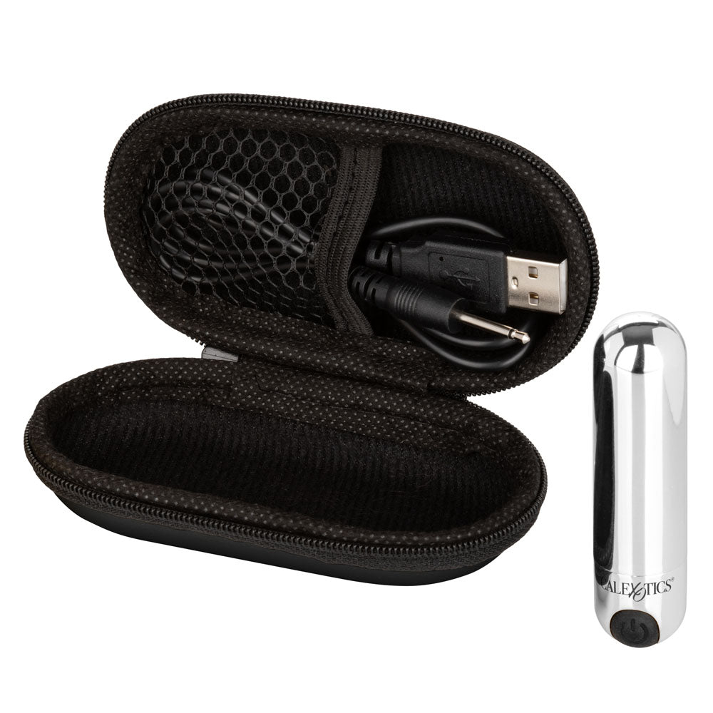 CalExotics Rechargeable Hideaway Bullet — Silver, 3-Inch Travel Vibrator - SE0062402