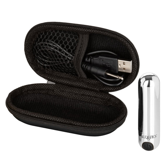 CalExotics Rechargeable Hideaway Bullet — Silver, 3-Inch Travel Vibrator - SE0062402