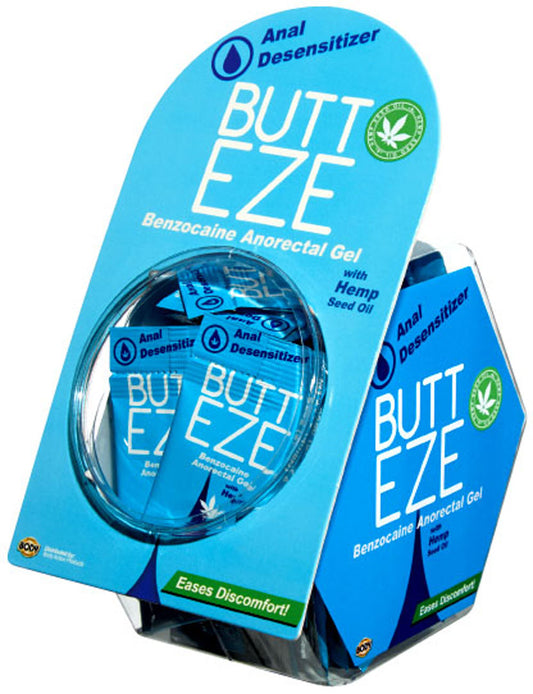 Body Action Butt Eze Anal Desensitizer Gel with Hemp — 50 Pack (Fish Bowl Display) - BA-BESPDJ