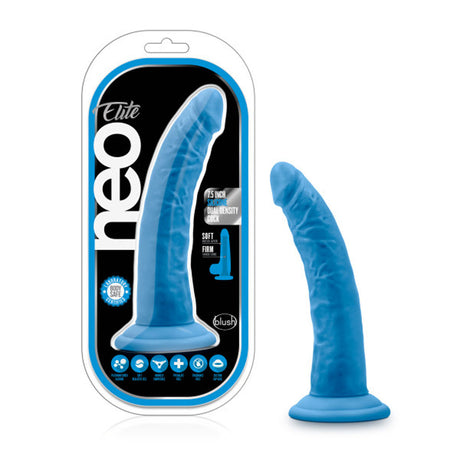 Blush Neo Elite 7.5 Inch Dual Density Silicone Dildo — Neon Blue - BL-82202