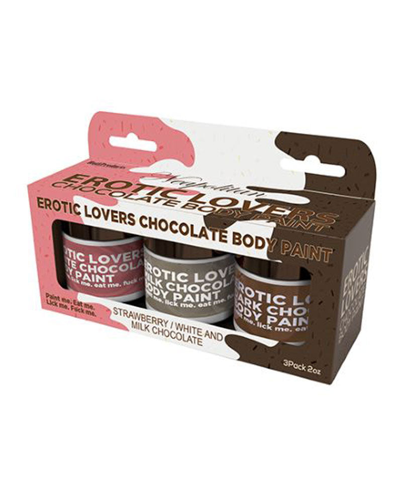Hott Products Neapolitan Chocolate Body Paint — 3-Pack (White, Milk & Strawberry) - HTP3474