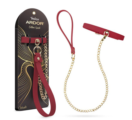 Blush Temptasia Ardor Collar & Leash — Red Puria Silicone, 18.11 in - BL-55548